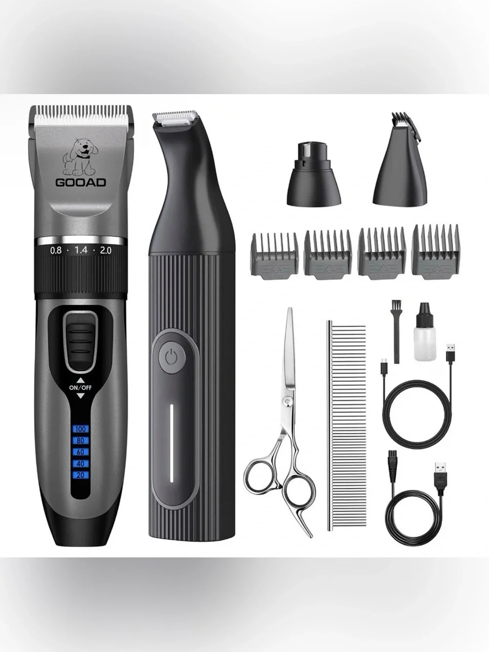 4 in 1 Dog Clippers Grooming Kit and Paw Trimmer for Thick Hair&Coats